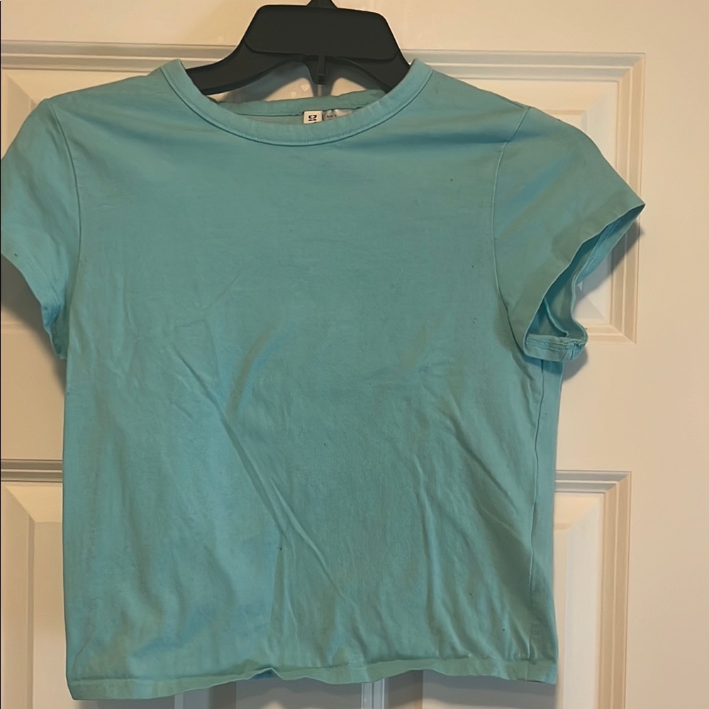Divided Blue Short Sleeve Tee Casual Crew Neck